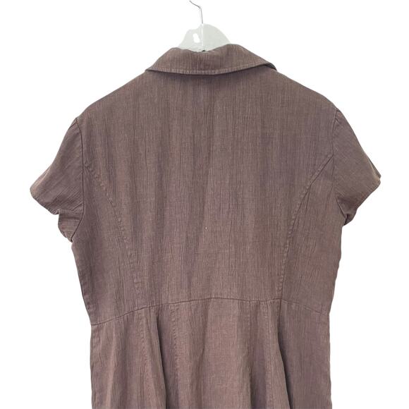 Coldwater Creek Sz 14 Linen Blend Short Sleeve Fit & Flare Lagenlook Midi Dress - Picture 3 of 7